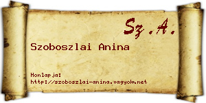 Szoboszlai Anina névjegykártya